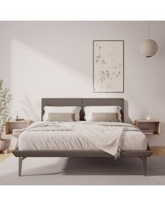 Cama Japonesa Toquio Queen com Cabeceira Almofada Linho Marrom