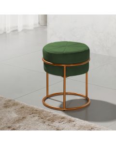 Puff Industrial Istambul Veludo Verde Base em Ferro Cobre