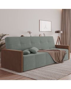 Sofa Cama 4 Lugares Retrátil e Reclinável Paris 2,10m Veludo Cinza 